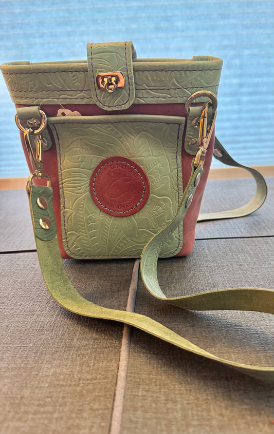Berry Bucket Tote in Purple with Embossed Floral Accents