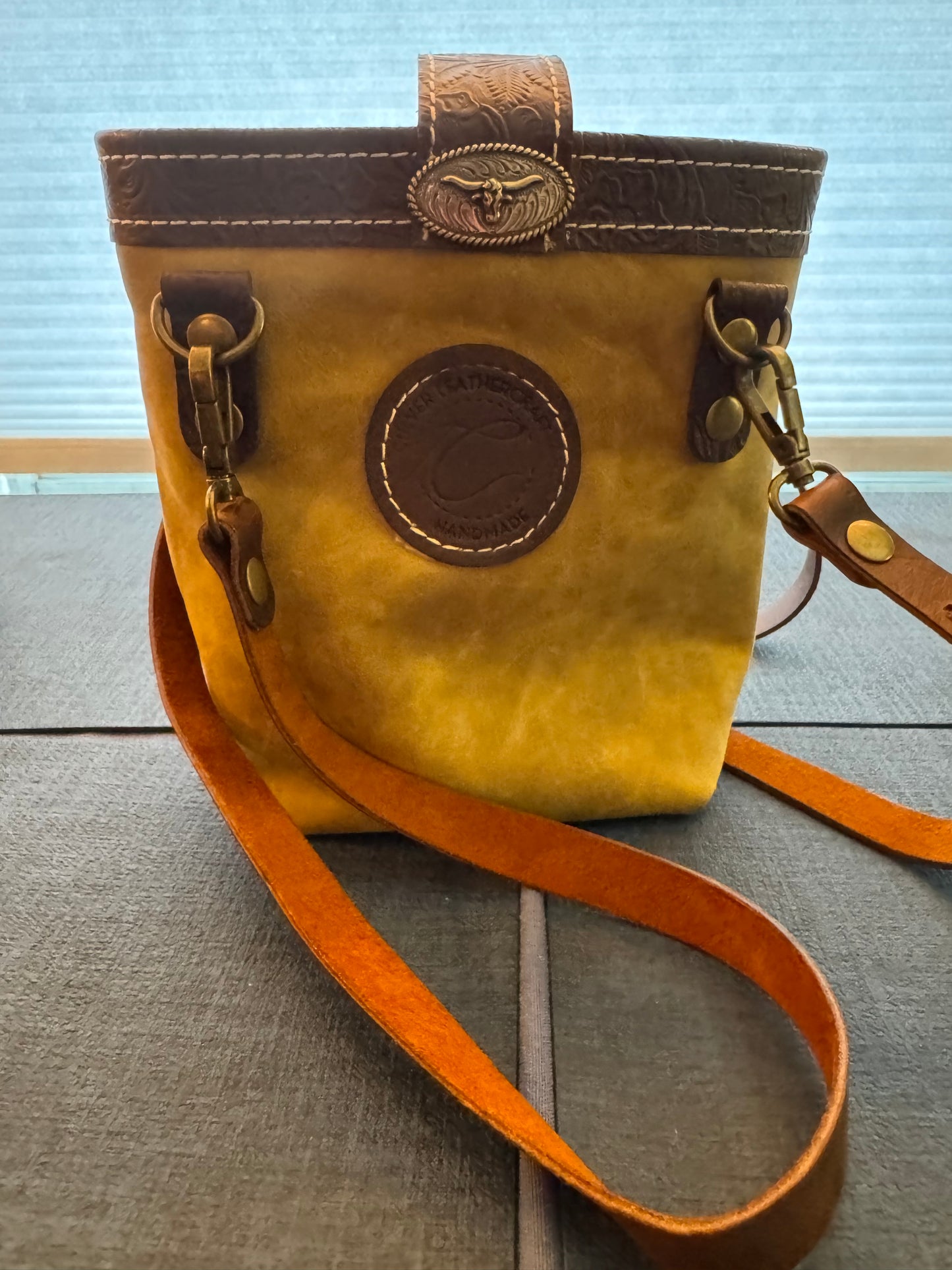 Berry Bucket Tote in Sunset with Embossed Floral Accents
